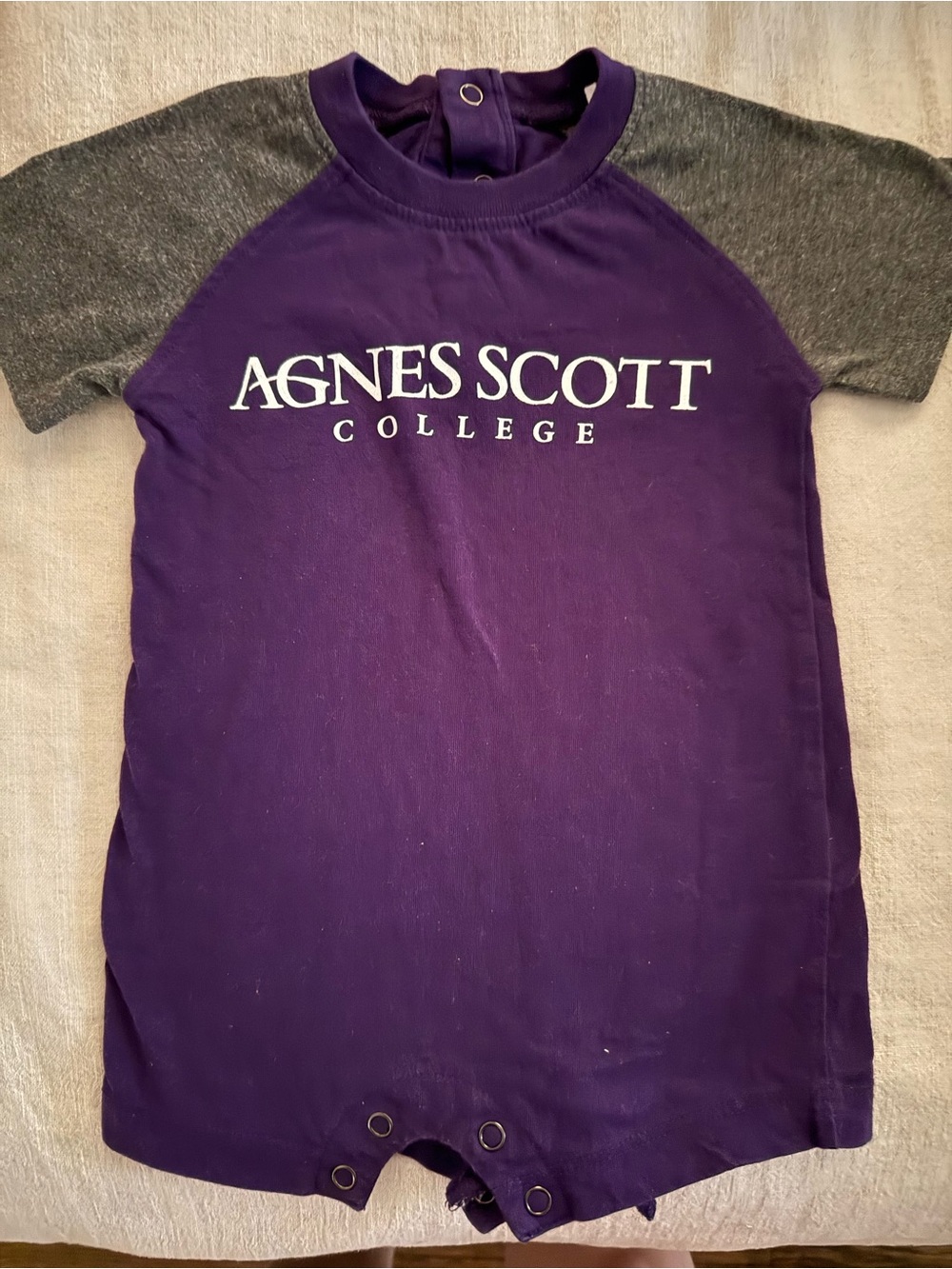 Agnes Scott College Purple & Gray Baby Romper